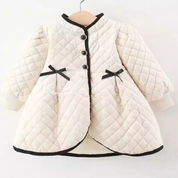 NEW Quilted Ivory Girls Coat Sz 7-8 - Picture 16 of 16